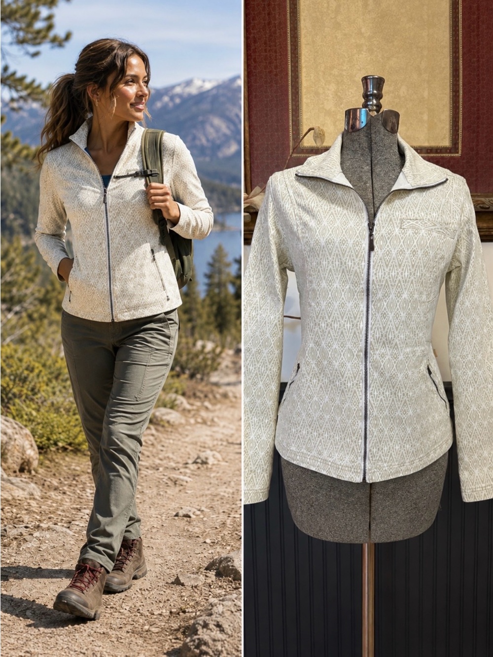 NWT prAna Kiana Stone Diamond Organic Cotton Stretch Zip Jacket Size M🧡🍄